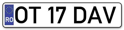 Placuta inmatriculare numar auto  OT-17-DAV, OT 17 DAV, OT17DAV