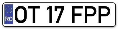 Placuta inmatriculare numar auto  OT-17-FPP, OT 17 FPP, OT17FPP