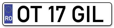 Placuta inmatriculare numar auto  OT-17-GIL, OT 17 GIL, OT17GIL