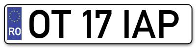 Placuta inmatriculare numar auto  OT-17-IAP, OT 17 IAP, OT17IAP