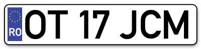 Placuta inmatriculare numar auto  OT-17-JCM, OT 17 JCM, OT17JCM