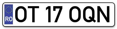 Placuta inmatriculare numar auto  OT-17-OQN, OT 17 OQN, OT17OQN