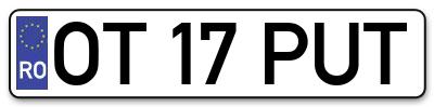 Placuta inmatriculare numar auto  OT-17-PUT, OT 17 PUT, OT17PUT
