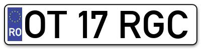 Placuta inmatriculare numar auto  OT-17-RGC, OT 17 RGC, OT17RGC