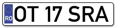 Placuta inmatriculare numar auto  OT-17-SRA, OT 17 SRA, OT17SRA