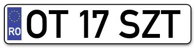 Placuta inmatriculare numar auto  OT-17-SZT, OT 17 SZT, OT17SZT