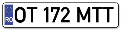 Placuta inmatriculare numar auto  OT-172-MTT, OT 172 MTT, OT172MTT