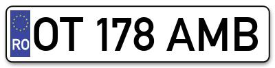 Placuta inmatriculare numar auto  OT-178-AMB, OT 178 AMB, OT178AMB