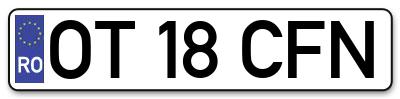 Placuta inmatriculare numar auto  OT-18-CFN, OT 18 CFN, OT18CFN