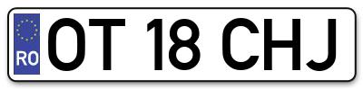 Placuta inmatriculare numar auto  OT-18-CHJ, OT 18 CHJ, OT18CHJ