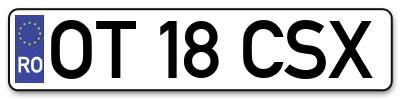 Placuta inmatriculare numar auto  OT-18-CSX, OT 18 CSX, OT18CSX