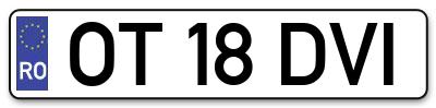Placuta inmatriculare numar auto  OT-18-DVI, OT 18 DVI, OT18DVI