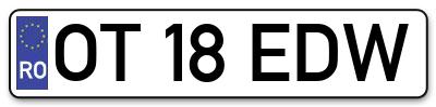 Placuta inmatriculare numar auto  OT-18-EDW, OT 18 EDW, OT18EDW