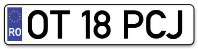 Placuta inmatriculare numar auto  OT-18-PCJ, OT 18 PCJ, OT18PCJ