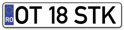 Placuta inmatriculare numar auto  OT-18-STK, OT 18 STK, OT18STK