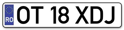 Placuta inmatriculare numar auto  OT-18-XDJ, OT 18 XDJ, OT18XDJ