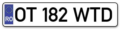 Placuta inmatriculare numar auto  OT-182-WTD, OT 182 WTD, OT182WTD