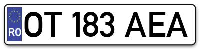 Placuta inmatriculare numar auto  OT-183-AEA, OT 183 AEA, OT183AEA