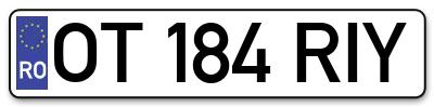 Placuta inmatriculare numar auto  OT-184-RIY, OT 184 RIY, OT184RIY