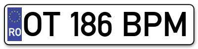 Placuta inmatriculare numar auto  OT-186-BPM, OT 186 BPM, OT186BPM