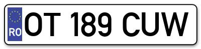 Placuta inmatriculare numar auto  OT-189-CUW, OT 189 CUW, OT189CUW