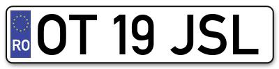 Placuta inmatriculare numar auto  OT-19-JSL, OT 19 JSL, OT19JSL
