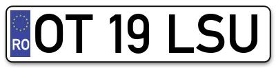 Placuta inmatriculare numar auto  OT-19-LSU, OT 19 LSU, OT19LSU