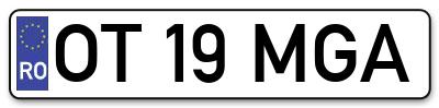 Placuta inmatriculare numar auto  OT-19-MGA, OT 19 MGA, OT19MGA