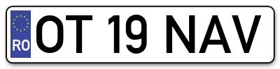 Placuta inmatriculare numar auto  OT-19-NAV, OT 19 NAV, OT19NAV