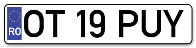 Placuta inmatriculare numar auto  OT-19-PUY, OT 19 PUY, OT19PUY