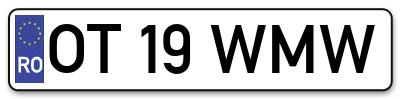 Placuta inmatriculare numar auto  OT-19-WMW, OT 19 WMW, OT19WMW