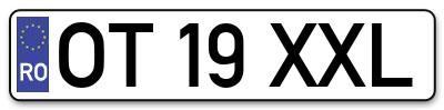 Placuta inmatriculare numar auto  OT-19-XXL, OT 19 XXL, OT19XXL