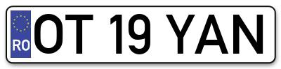 Placuta inmatriculare numar auto  OT-19-YAN, OT 19 YAN, OT19YAN