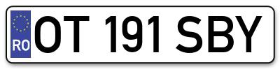 Placuta inmatriculare numar auto  OT-191-SBY, OT 191 SBY, OT191SBY