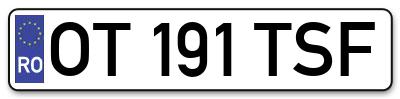 Placuta inmatriculare numar auto  OT-191-TSF, OT 191 TSF, OT191TSF