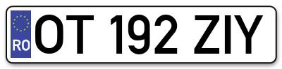 Placuta inmatriculare numar auto  OT-192-ZIY, OT 192 ZIY, OT192ZIY