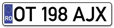 Placuta inmatriculare numar auto  OT-198-AJX, OT 198 AJX, OT198AJX