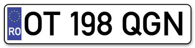 Placuta inmatriculare numar auto  OT-198-QGN, OT 198 QGN, OT198QGN