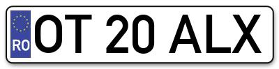 Placuta inmatriculare numar auto  OT-20-ALX, OT 20 ALX, OT20ALX