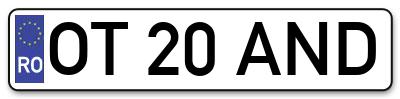 Placuta inmatriculare numar auto  OT-20-AND, OT 20 AND, OT20AND