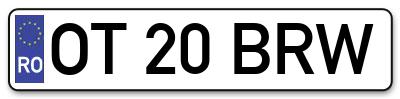 Placuta inmatriculare numar auto  OT-20-BRW, OT 20 BRW, OT20BRW