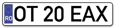 Placuta inmatriculare numar auto  OT-20-EAX, OT 20 EAX, OT20EAX