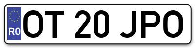 Placuta inmatriculare numar auto  OT-20-JPO, OT 20 JPO, OT20JPO