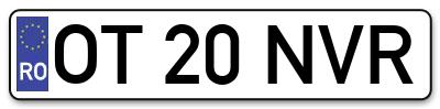 Placuta inmatriculare numar auto  OT-20-NVR, OT 20 NVR, OT20NVR