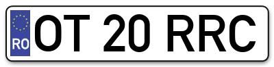 Placuta inmatriculare numar auto  OT-20-RRC, OT 20 RRC, OT20RRC