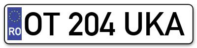 Placuta inmatriculare numar auto  OT-204-UKA, OT 204 UKA, OT204UKA