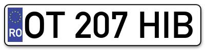 Placuta inmatriculare numar auto  OT-207-HIB, OT 207 HIB, OT207HIB