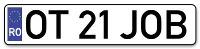Placuta inmatriculare numar auto  OT-21-JOB, OT 21 JOB, OT21JOB