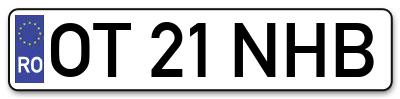 Placuta inmatriculare numar auto  OT-21-NHB, OT 21 NHB, OT21NHB