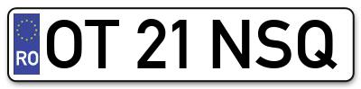 Placuta inmatriculare numar auto  OT-21-NSQ, OT 21 NSQ, OT21NSQ